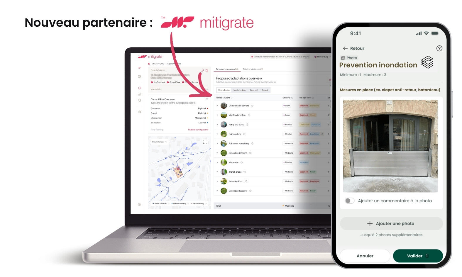 Certificall devient partenaire de Mitigrate pour la prévention des risques inondation