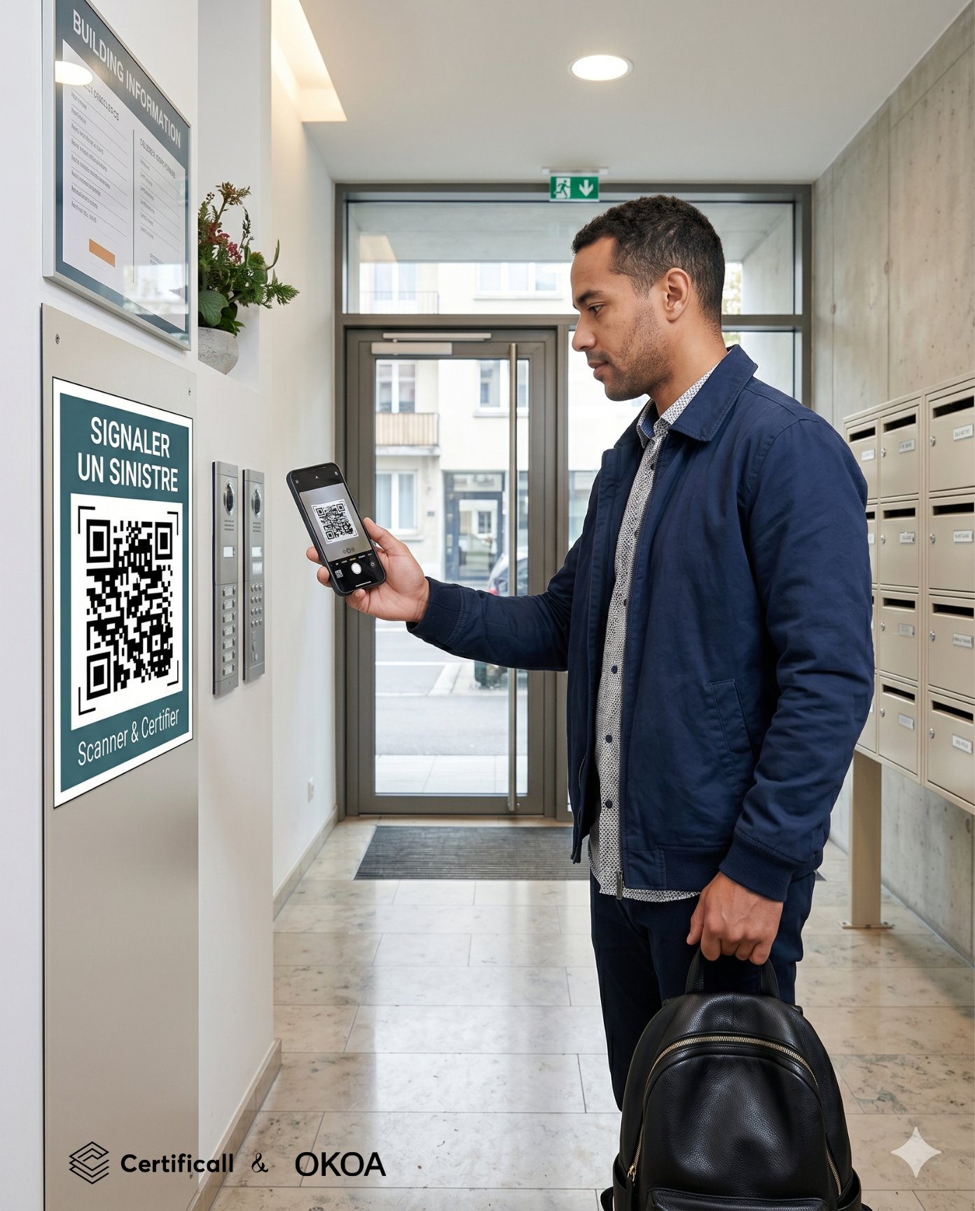 QR code dans les parties communes des copropriétés pour signaler un sinistre avec Certificall