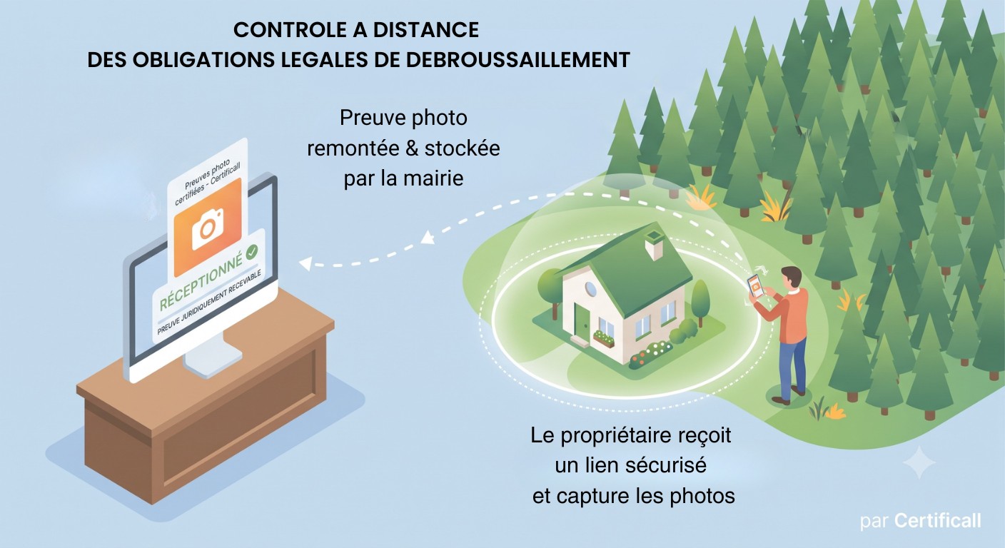 controle à distance via le Certilink de Certificall des obligations légale de débroussaillement par les mairies