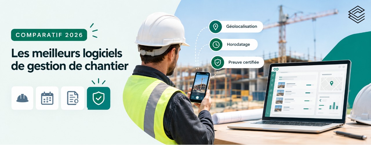 Comparatif 2026 des logiciels de chantier, avec intégration de Certificall pour certifier les photos de chantier