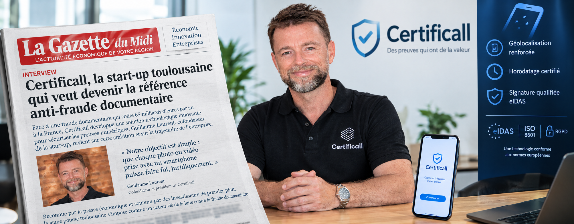 Guillaume Laurent cofondateur de Certificall dans la Gazette du midi pour expliquer notre positionnement sur la fraude documentaire