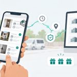 Nouveautés Certificall d'octobre 2026 : un professionnel de terrain consulte sa liste de dossiers sur smartphone, à côté d'un suivi de consommation par agence.